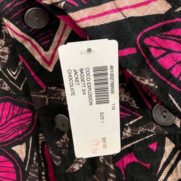 Chicos Ladies Lined Jacket, Multicolor, 3/4!slv Sz1 - Picture 6 of 9